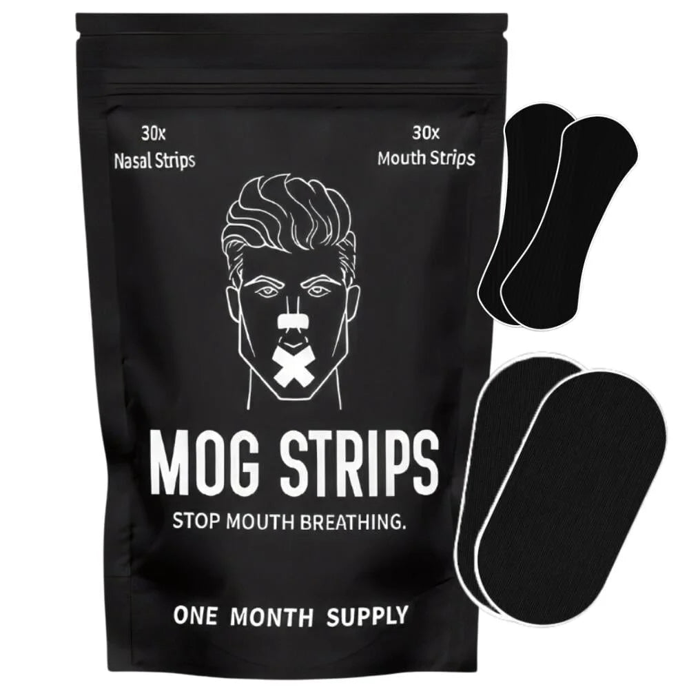 Strips for Sleep - (1 Month Supply), 30 Mouth Tape 30 Nose Strips Snoring Relief & Nasal Breathing Aid for Yoga/Gym